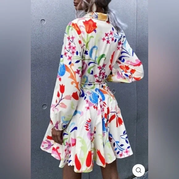 COPY - TAHIRA Floral Belted Shirt Dress NWT - Picture 4 of 8